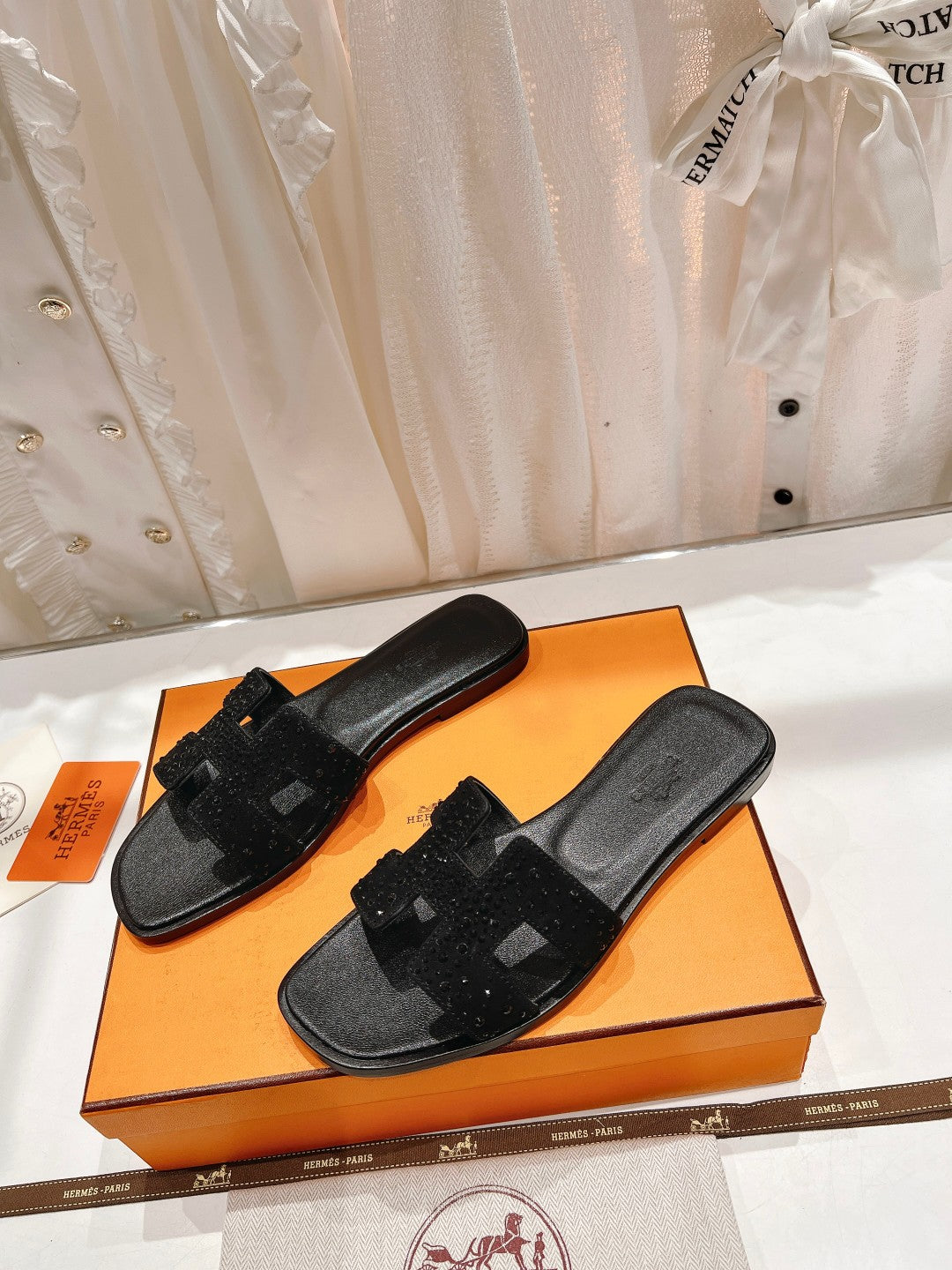 0RAN SANDAL BLACK LAMBSKIN ATTACH CRYSTALS-BLACK、mysite、Cacoeks