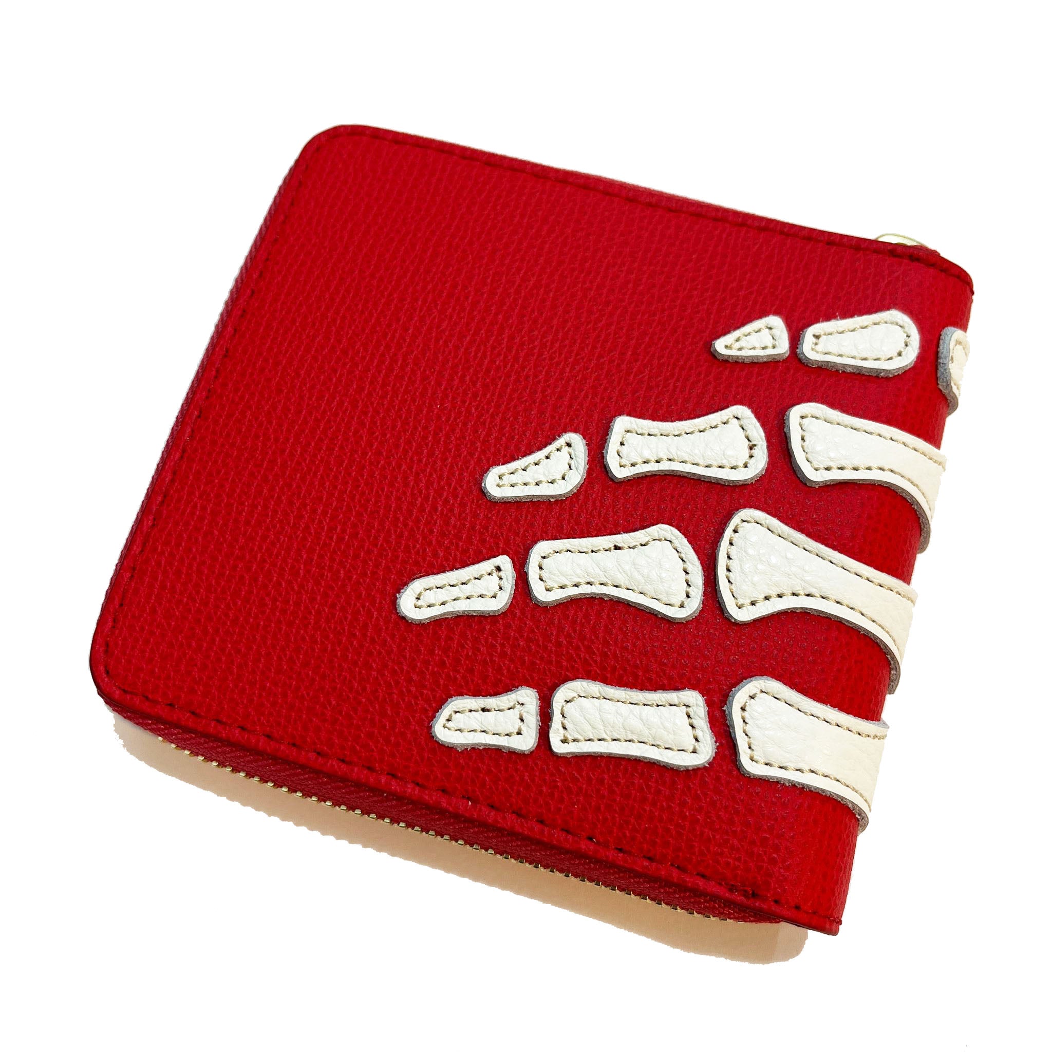 KAPITAL THUMBS UP BONE HAND ZIP WALLET  K2503XG522   Red 