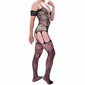 Men Lace Sissy Black Fishnet Lingerie