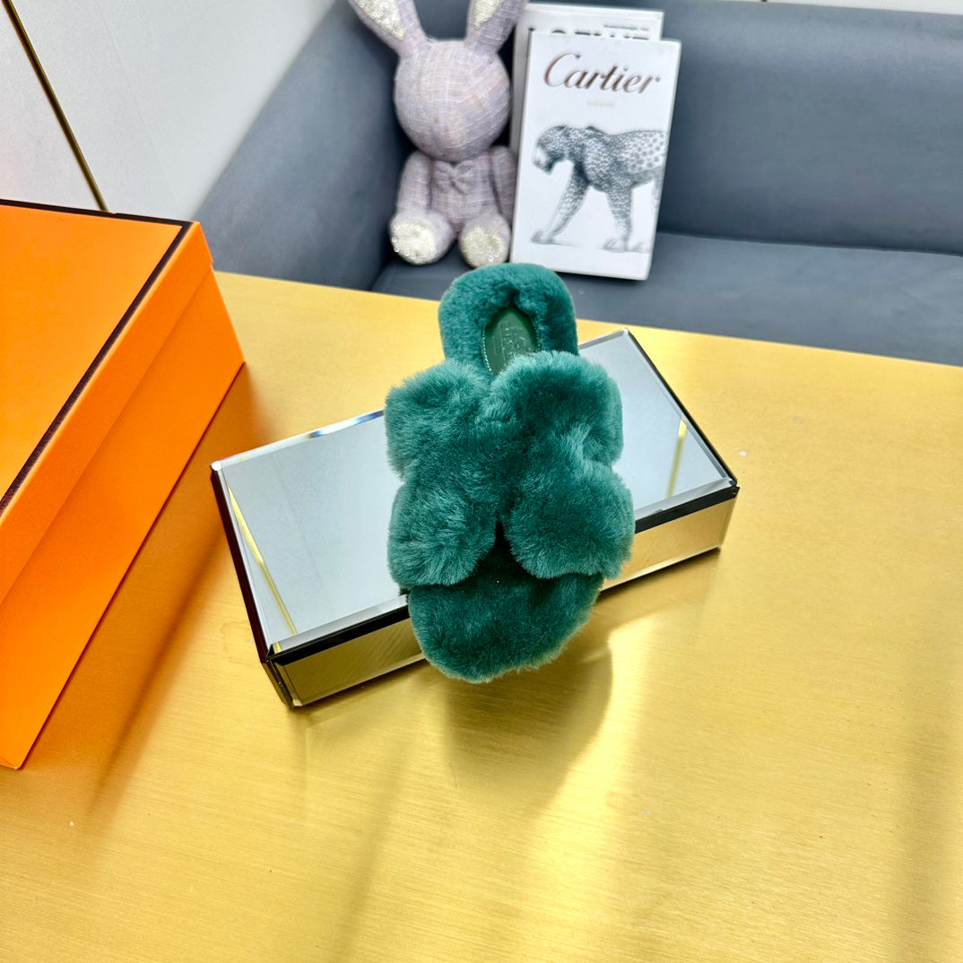 0RAN SHEARLING SANDALS TEAL GREEN、mysite、Cacoeks