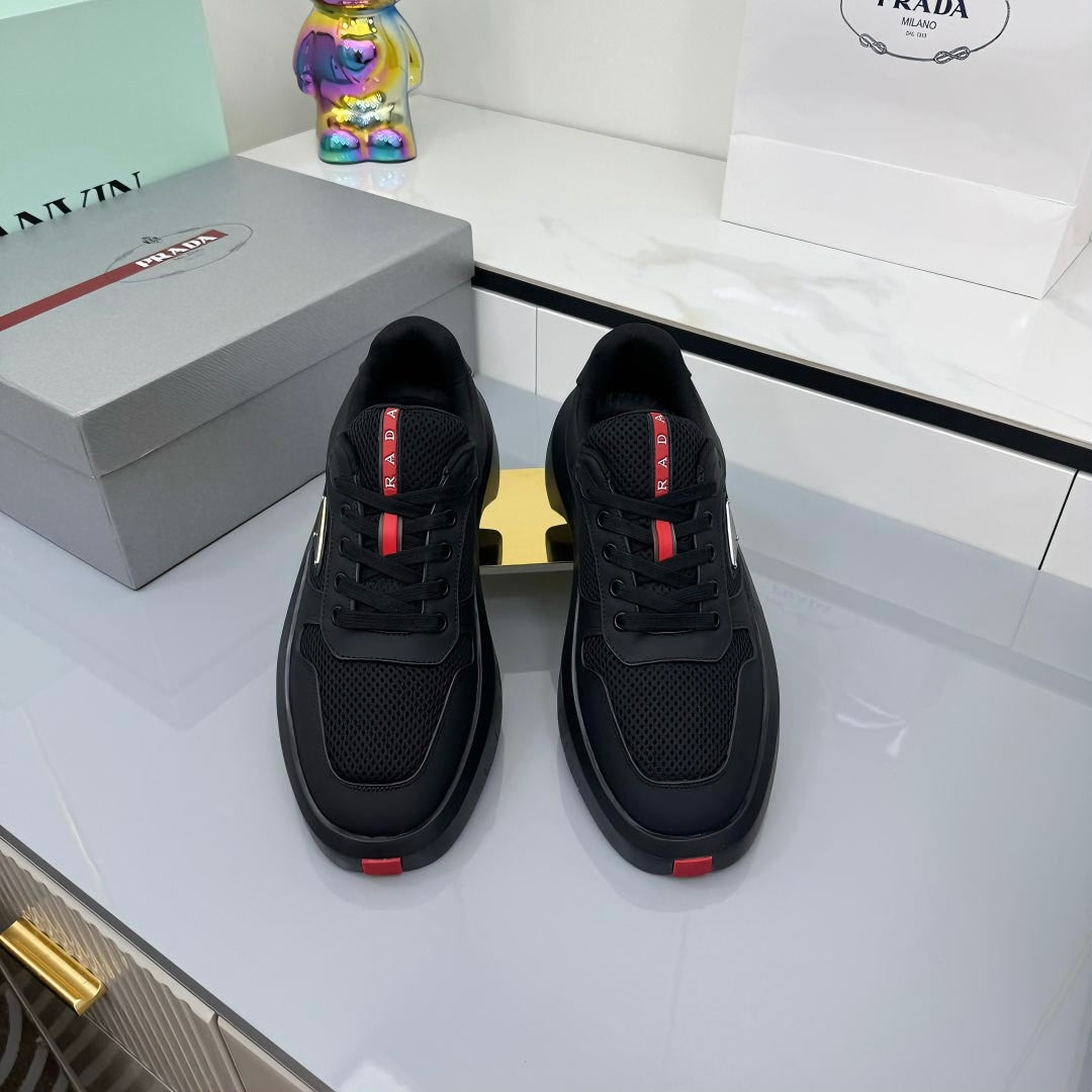 PRADA 25S SNEAKERS IN BLACK CALFSKIN、mysite、Cacoeks