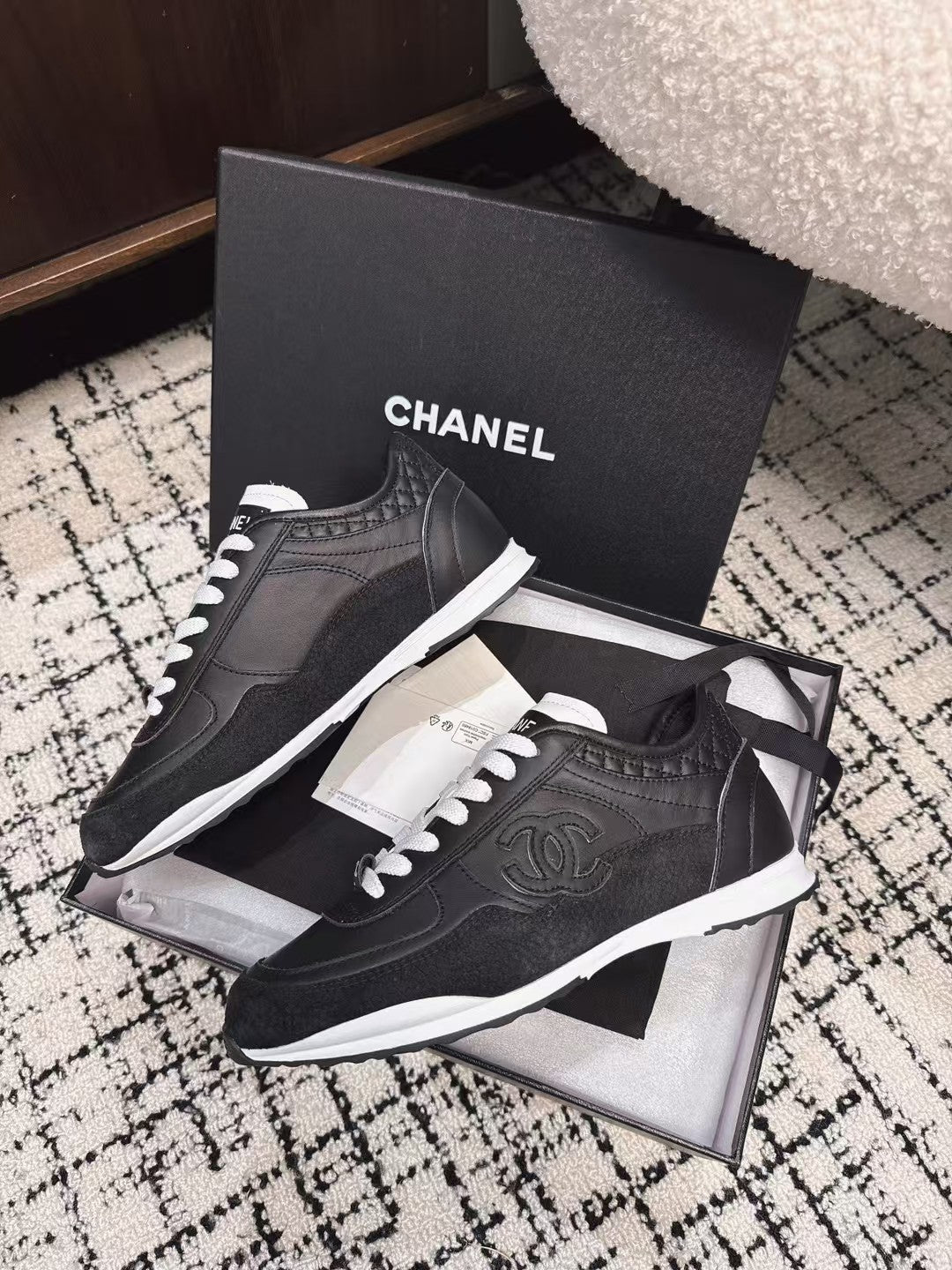 TRAINERS SNEAKER IN BLACK CALFSKIN AND SUEDE、mysite、Cacoeks