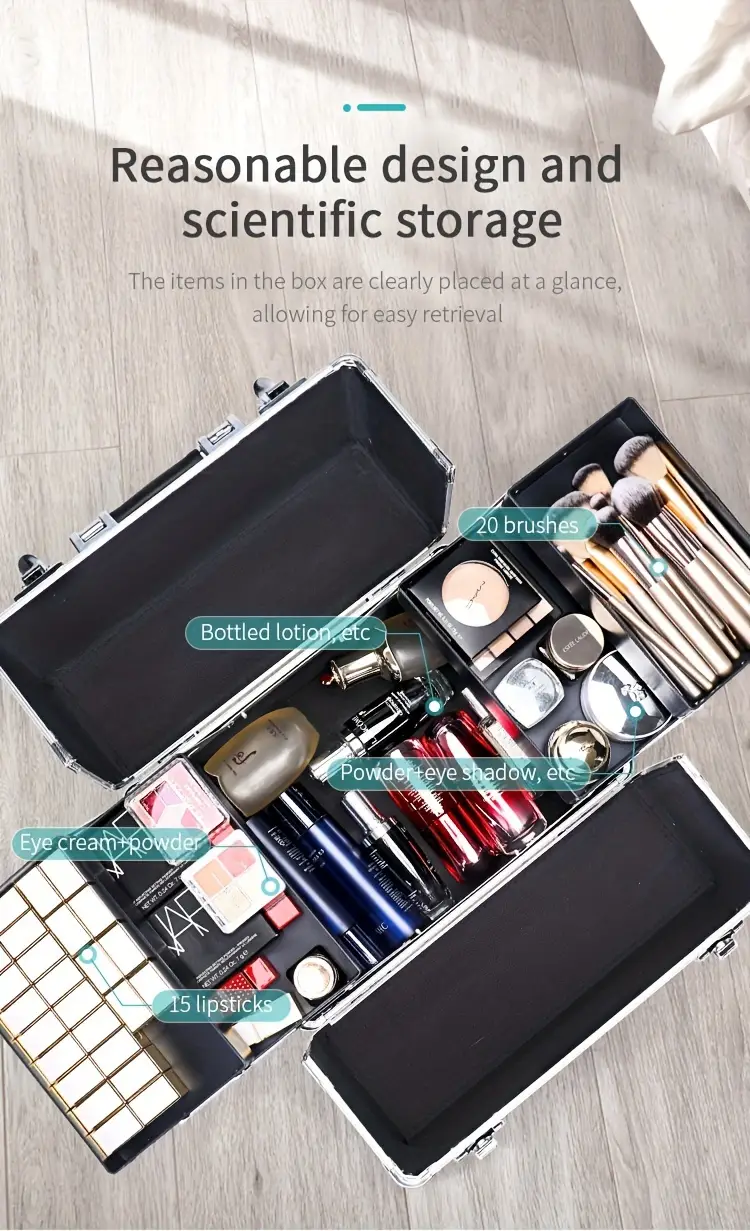 4 in 1 fireproof board makeup case colorful cosmetic case organizer makeup artist train case details 3
