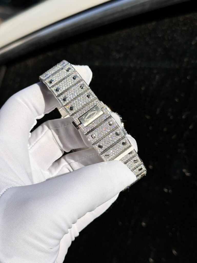 Đồng Hồ Cartier Santos Đính Full Kim Cương Moissanite Hong Kong 39 (1)
