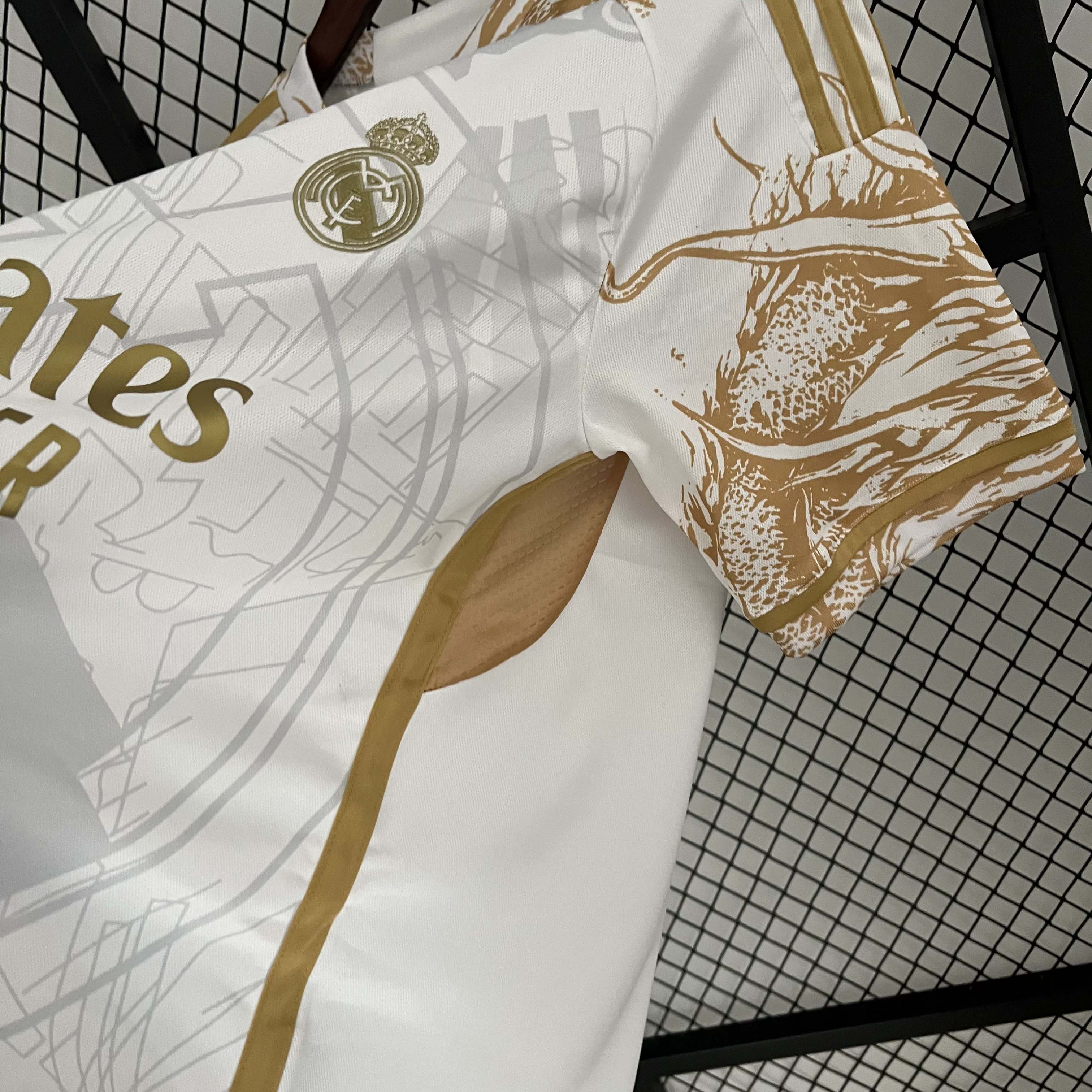 2023/2024 Real Madrid Golden white dragon Special Edition Football Shirt1:1 Thai Quality:football jersey mysite: unitedjerseyfootball 邓江浪:football