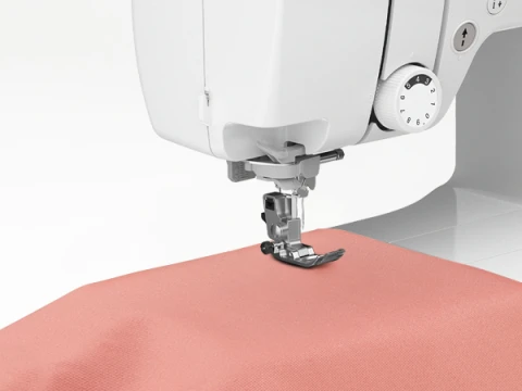 workspace - stitching peach color fabric 