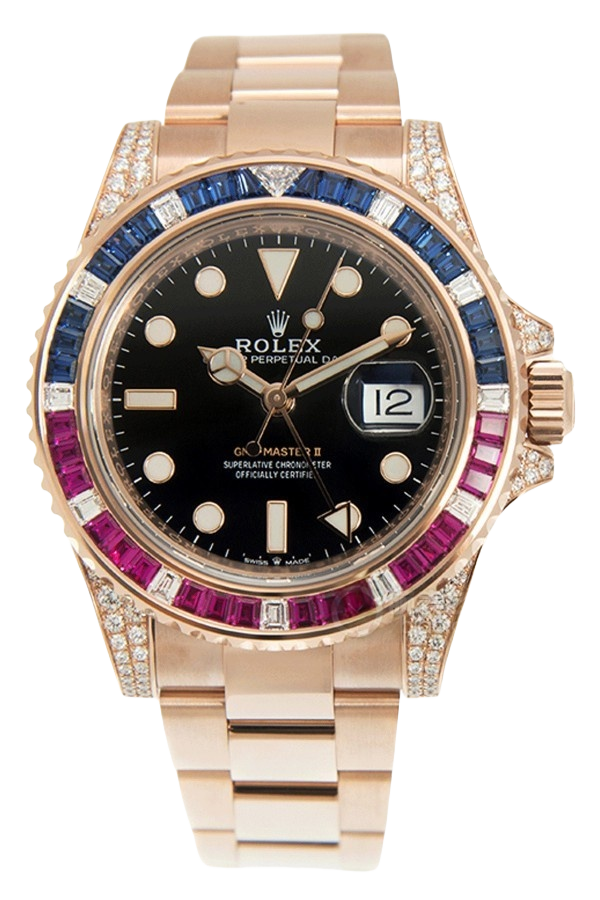Rolex GMT-Master II Rainbow Bezel Super Clone Swiss Replica Watch Ref M126755SARU-0003 Mother of Pearl Dial