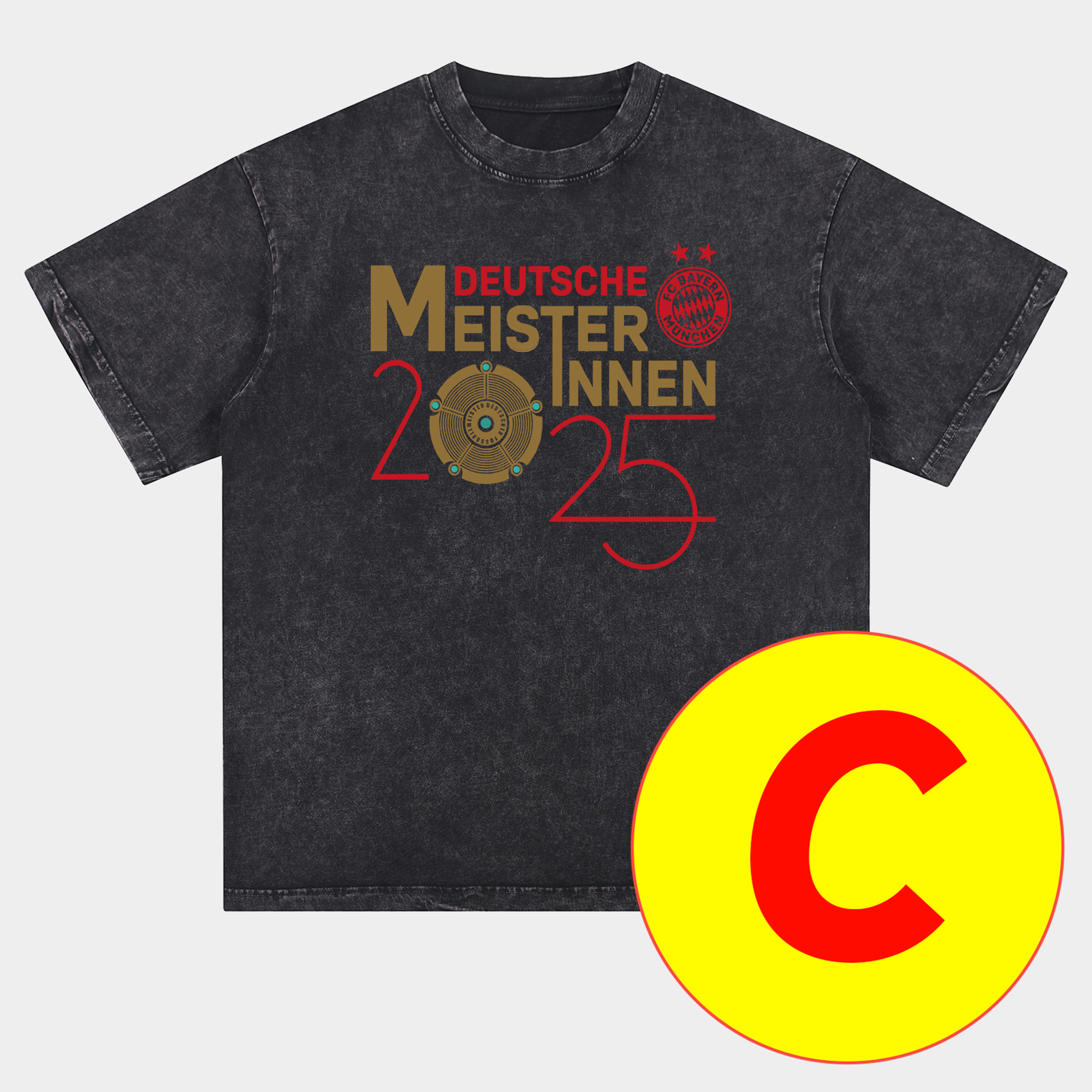 ManixJersey.com | Bayern Munich Bundesliga Champions Deutscher Meister 2025 Oversized Washed T-Shirt -Customize Name, Number and Patch | Worldwide Shipping