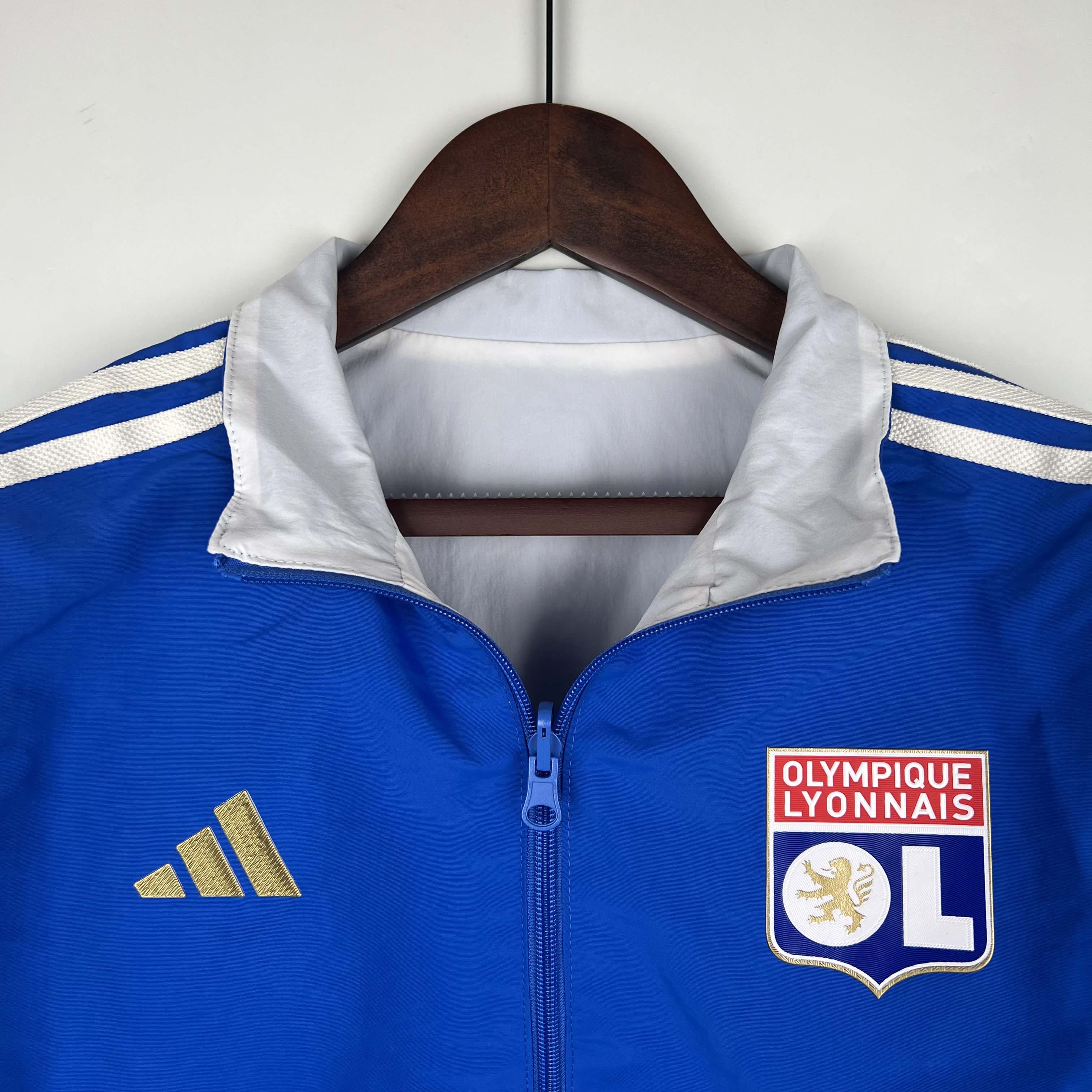 2023/2024 Lyon Reversible Windbreaker(Blue-white)Soccer Jersey 1:1 Thai Quality:football jersey mysite: unitedjerseyfootball 邓江浪:football