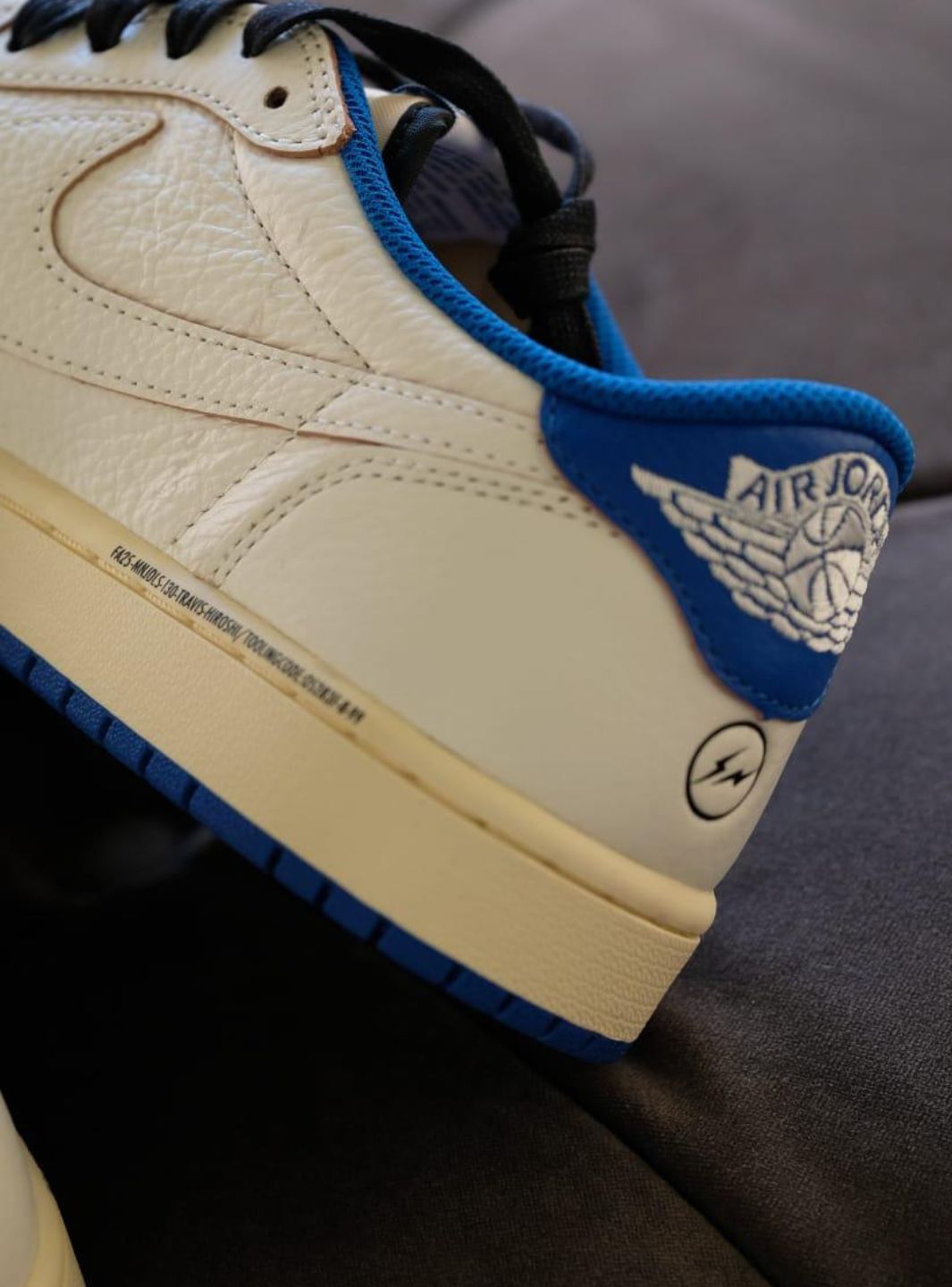 Air Jordan 1 Retro Low OG SP Fragment x Travis Scott Sail Military Blue、JORDAN、Cacoeks