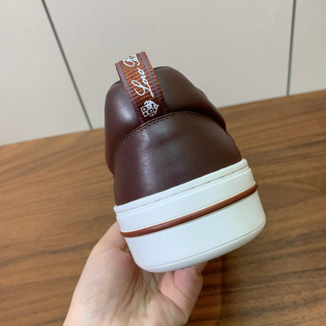 LP SNEAKERS IN AUBURN BROWN CALFSKIN WHITE SOLE、mysite、Cacoeks