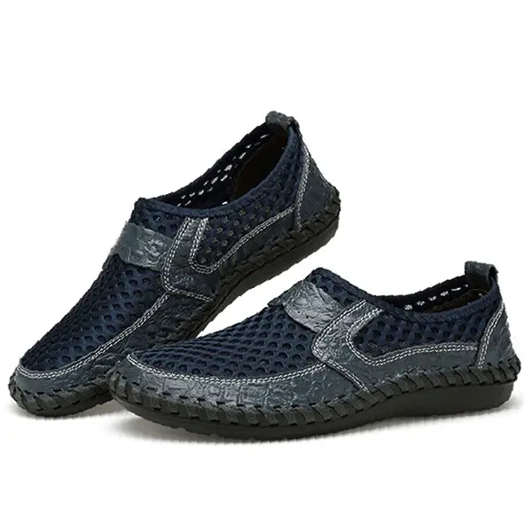 Menico Big Size Men Hand Stitching Breathable Honeycomb Mesh Loafers Flats