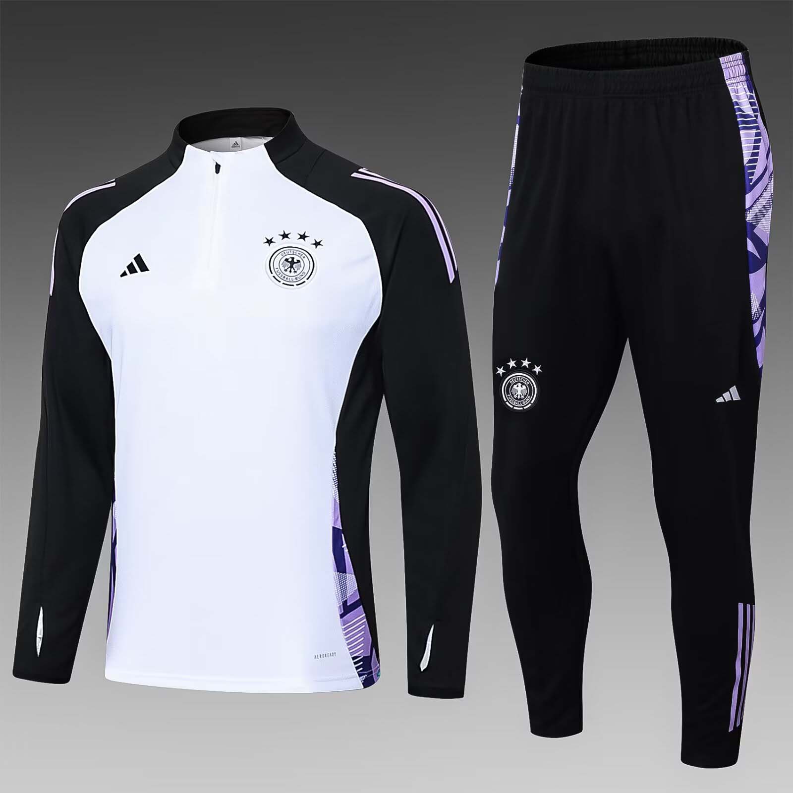 2024 Germany Half-Pull Training Suit White Jersey Set-mysite Custom Football Kit- Nextkits