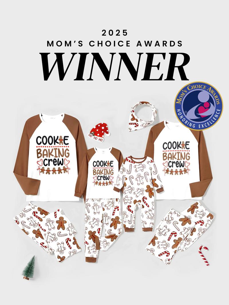 PatPat Christmas Pajamas Soft & Stretchy Family Matching  Long Sleeve Sets Cookie Baking Crew Patterned Sleepwear for Women Men Couples Adult Kids,Cute Pajama,Cozy Pajamas ,Flame Resistant,autumntok,wintertok,BFCM Early Bird