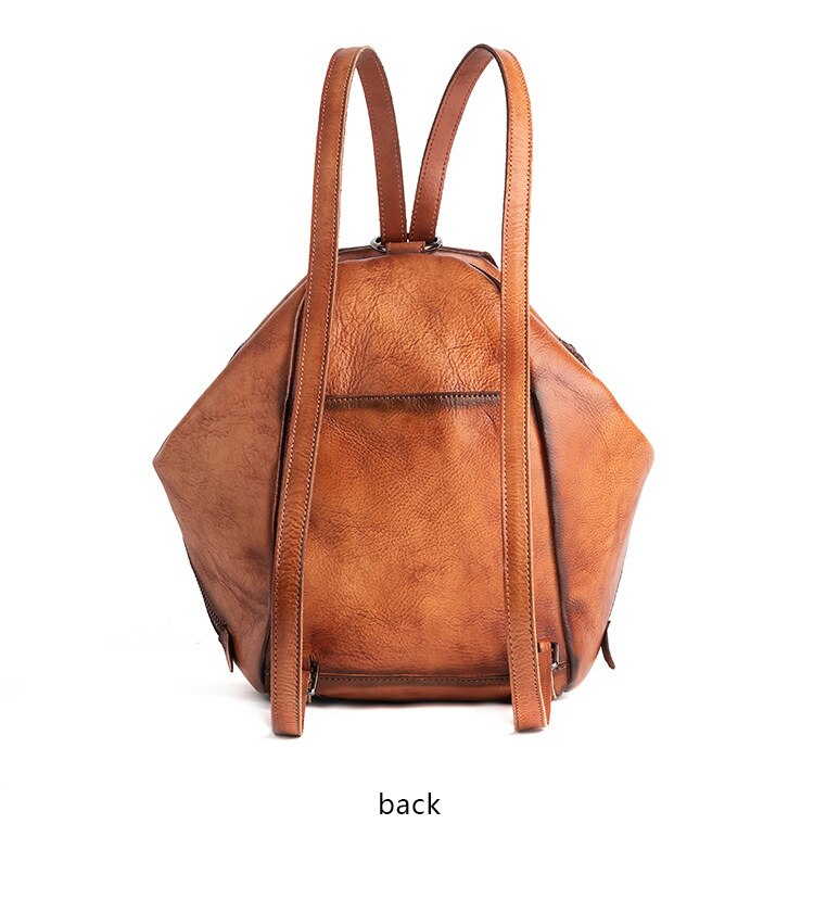 Color Brown Back View of Vintage Backpack