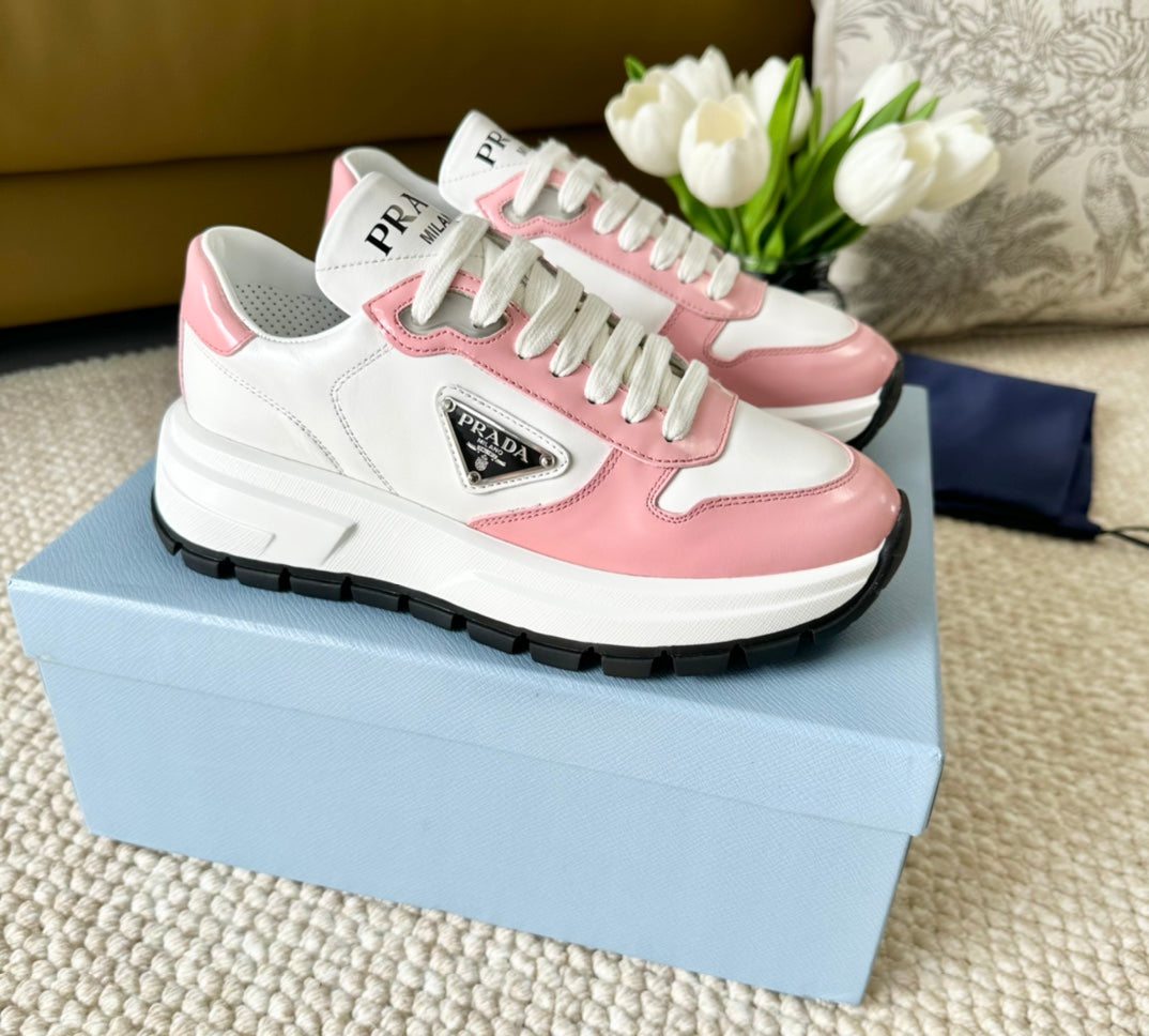 PRA THICK SOLE SNEAKER WHITE AND PINK CALFSKIN、mysite、Cacoeks