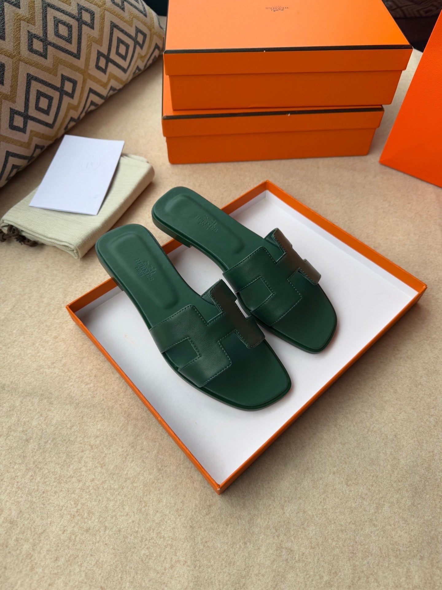 0RAN SANDALS IN FOREST GREEN CALFSKIN、mysite、Cacoeks
