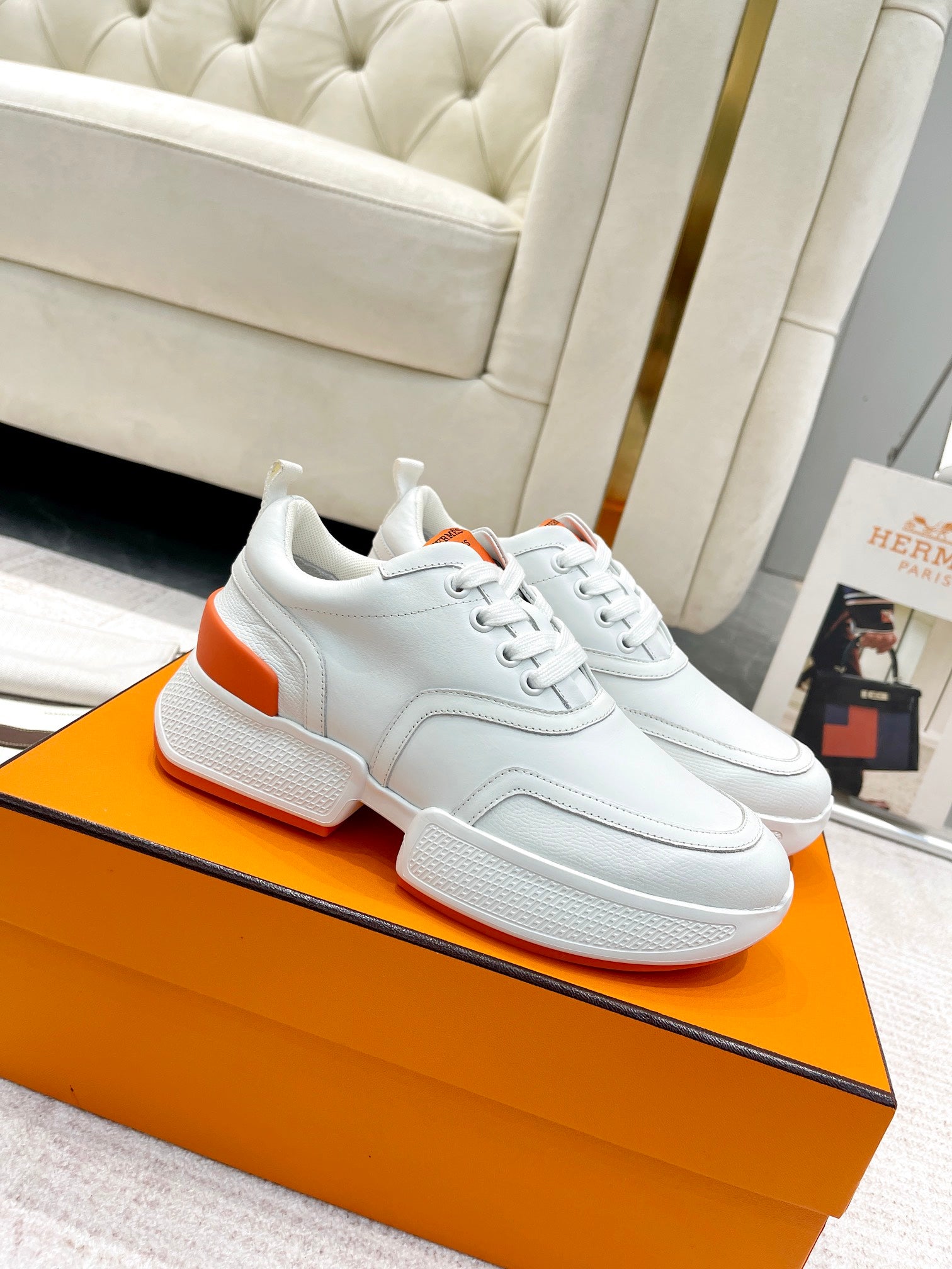 GIGA SNEAKER IN WHITE STITCHED MESH AND CALFSKIN、mysite、Cacoeks