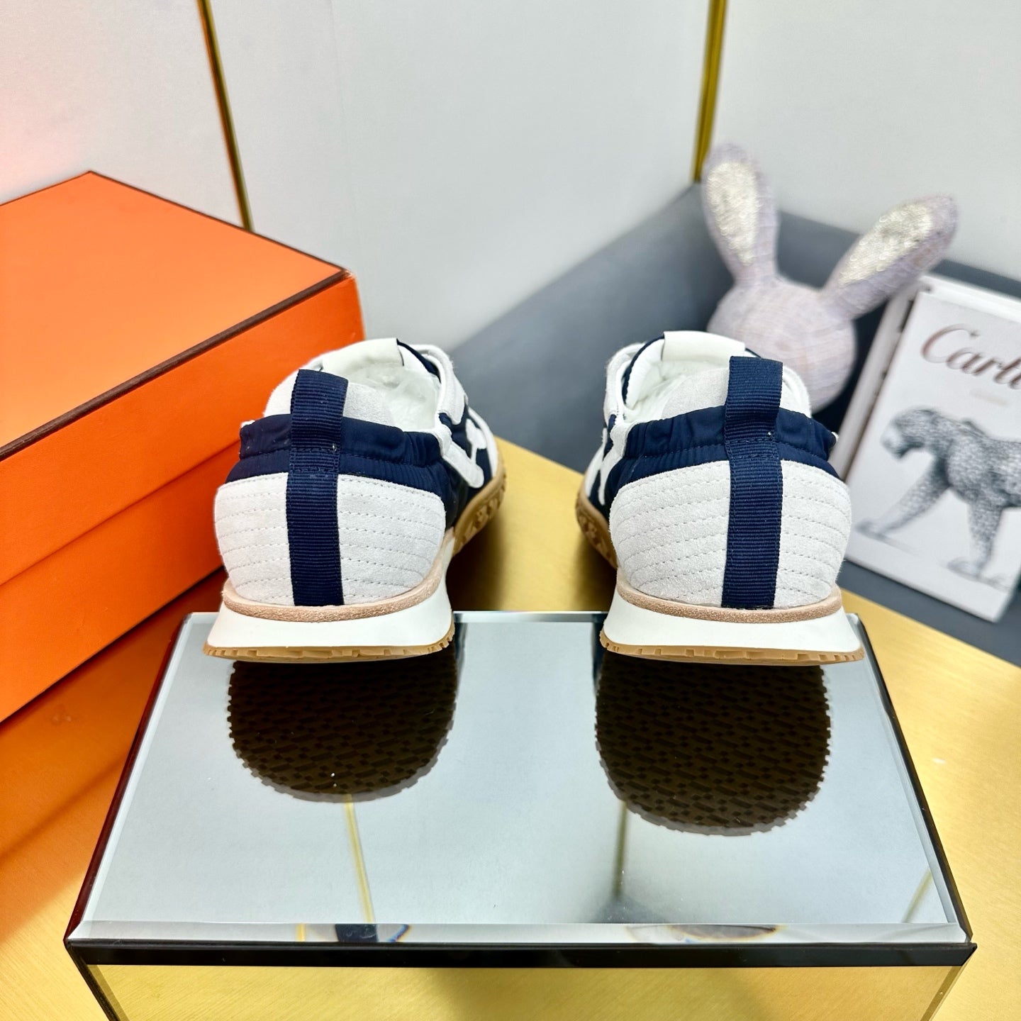 JET SNEAKER IN PALE GRAY SUEDE AND NAVY BLUE NAPPA LEATHER、mysite、Cacoeks