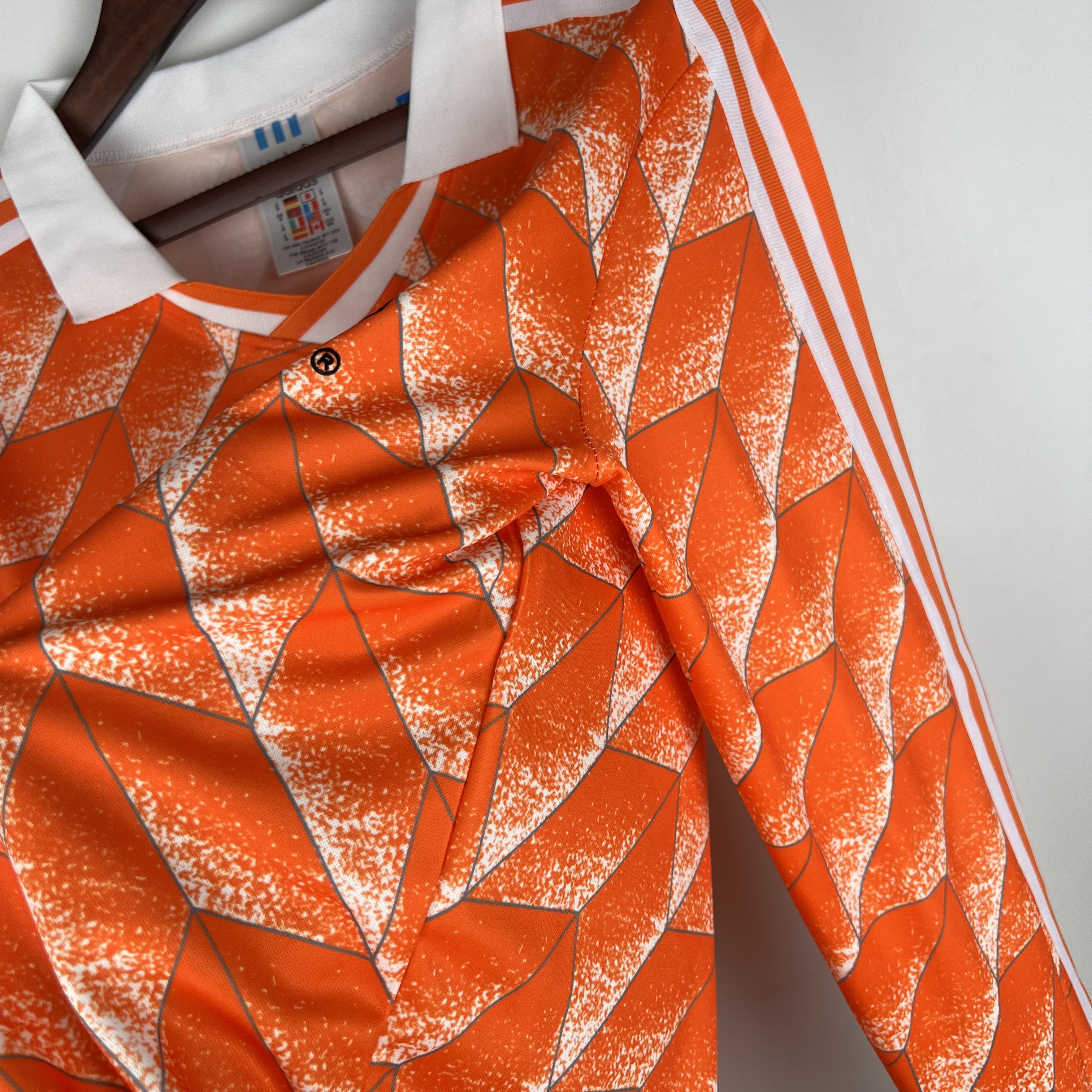 Higojerseys-Retro Netherlands1988 Home Stadium Long Sleeve Jersey