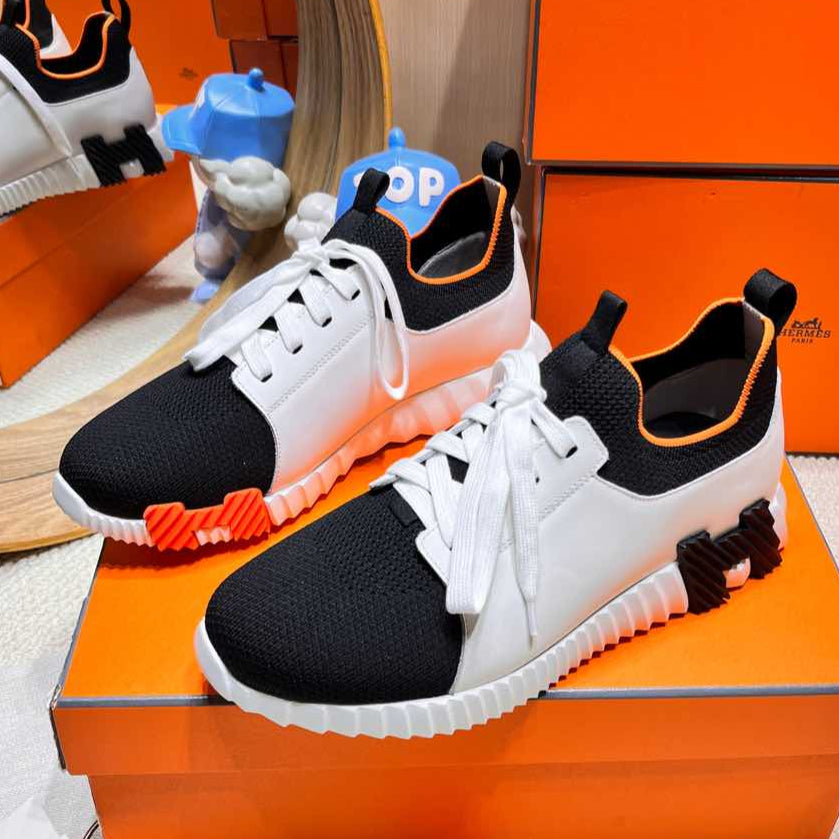 DEPART SLIP-ON SNEAKER IN WHITE MIX BLACK KNIT AND CALFSKIN、mysite、Cacoeks