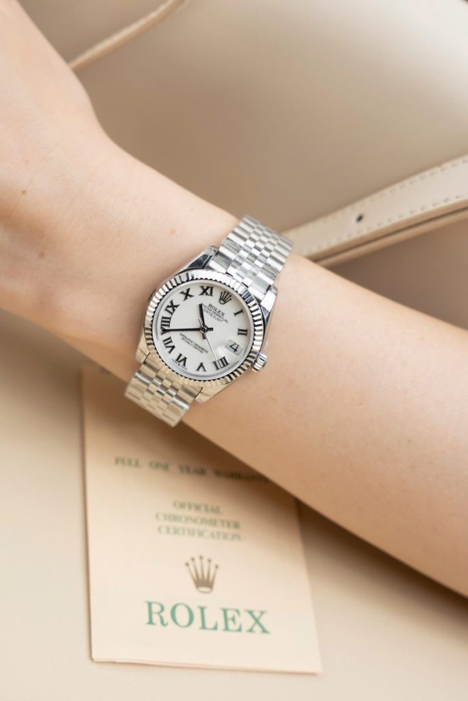 Đồng Hồ Rolex DateJust Lady Fake 11 Mặt Trắng Cọc Số La Mã 31mm (2)