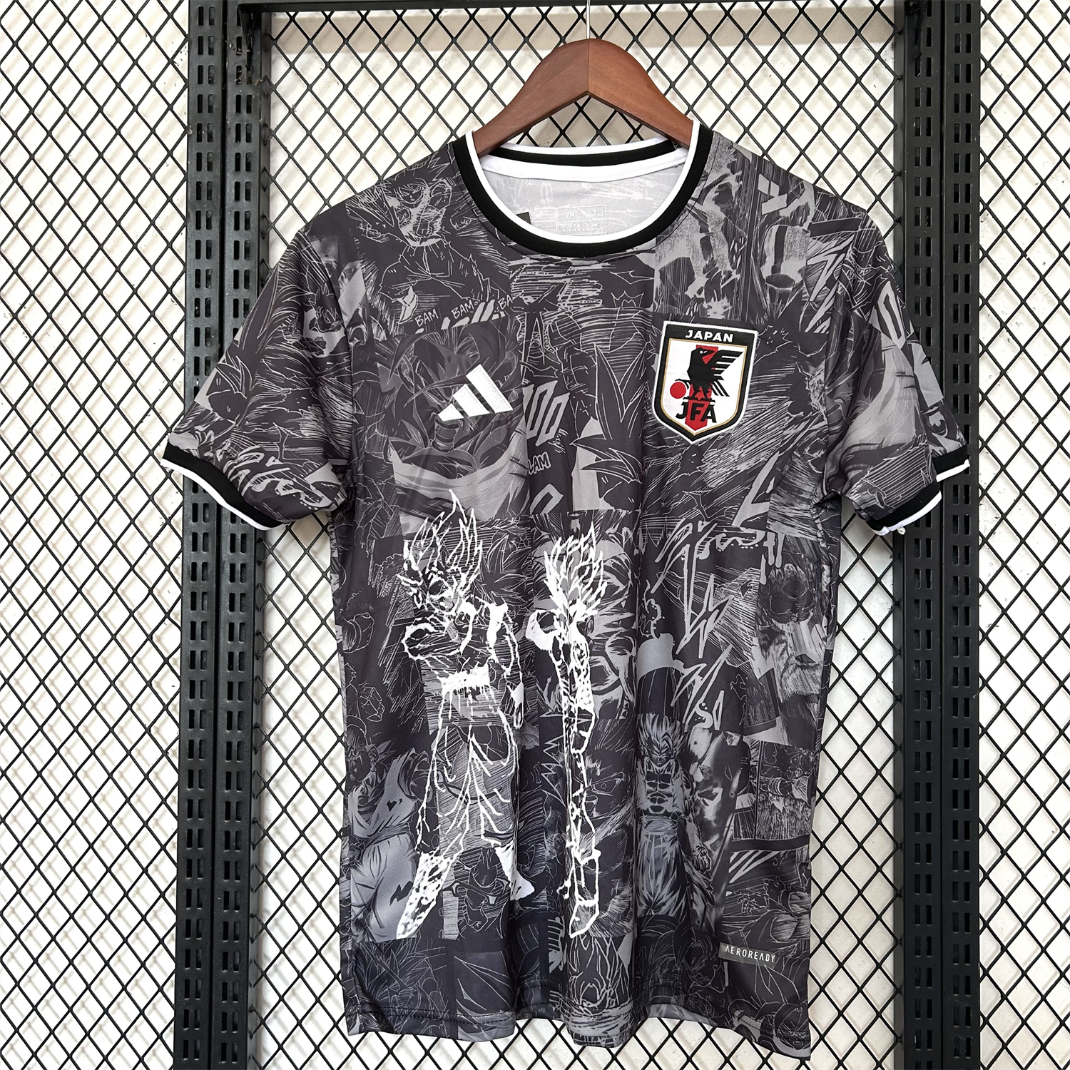 foot-Japan 25-26 White Stroke Wukong Black Jersey - Fans Version