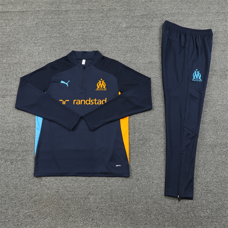 JerseysGala.com | Marseille 24-25 Long Sleeve Training Set - Royal Blue -Customize Name, Number and Patch | Worldwide Shipping