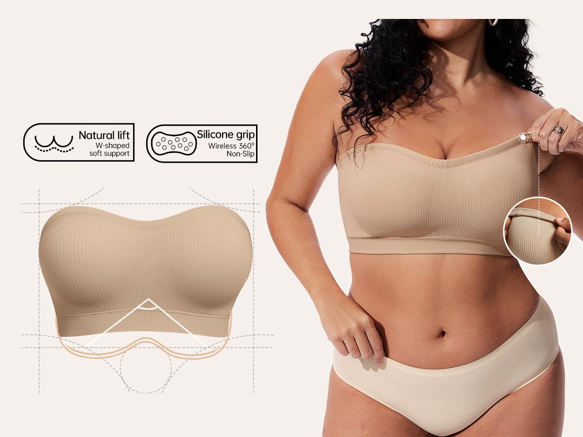 Vertvie｜ZOE Stay Put Bandeau Bra, Wireless Seamless Comfort Day