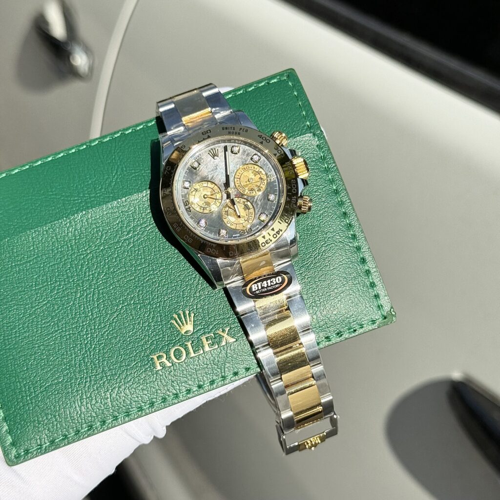 Đồng Hồ Rolex Cosmograph Daytona Mặt Xà Cừ Cọc Số Kim Cương 40mm (2)