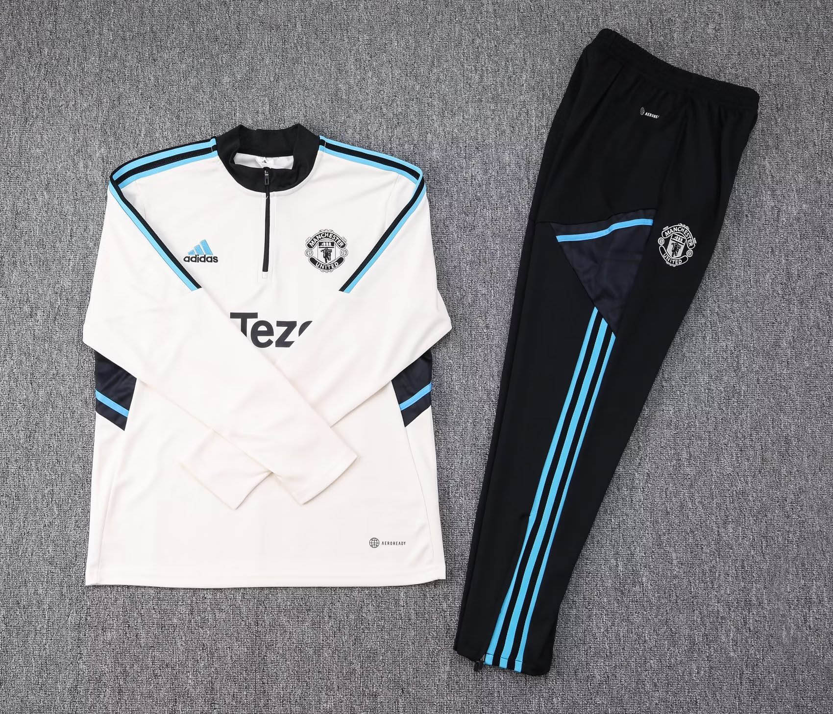 2023/2024 Manchester United Half-Pull Training Suit Off-White Football Shirt 1:1 Thai Quality Set:football jersey mysite: unitedjerseyfootball 邓江浪:football