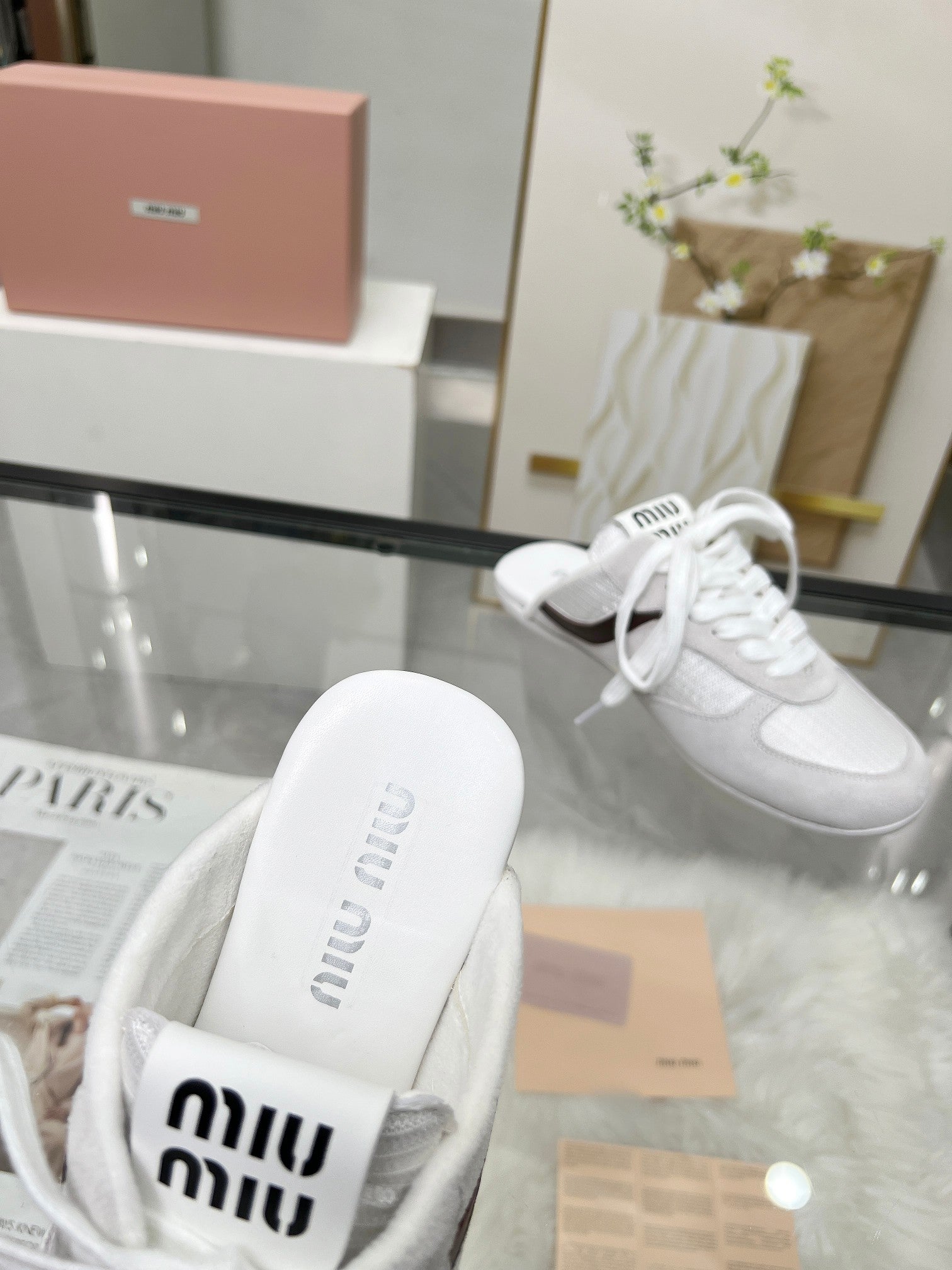 GYMNASIUM SNEAKERS MULES LIGHT GREY SUEDE AND WHITE TECHNICAL FABRIC、mysite、Cacoeks