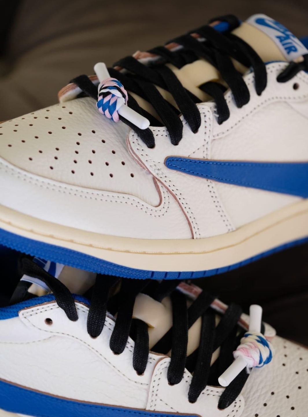 Air Jordan 1 Retro Low OG SP Fragment x Travis Scott Sail Military Blue、JORDAN、Cacoeks