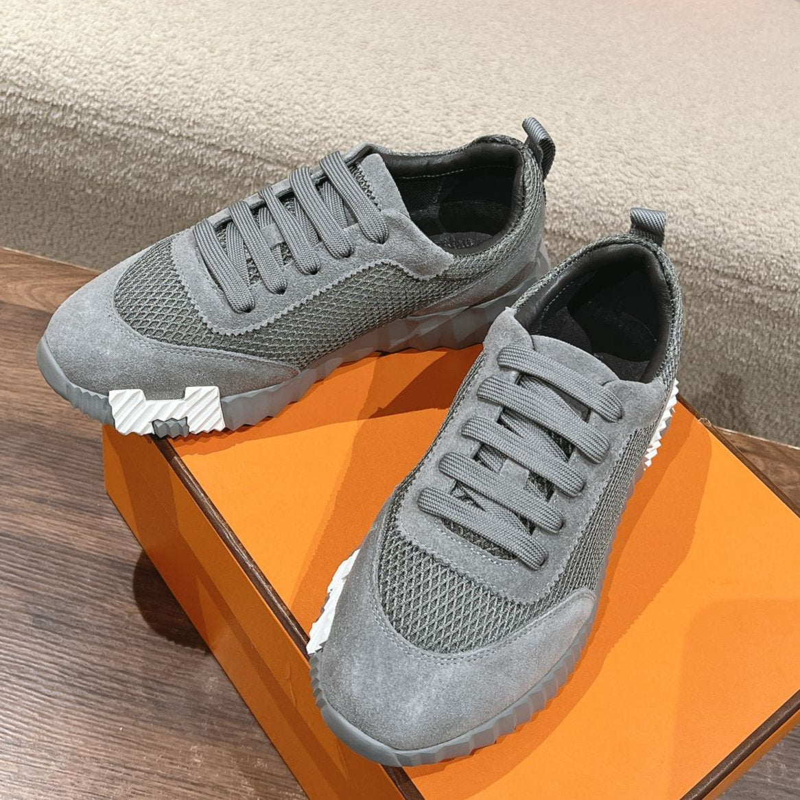 MAINLAND SNEAKER IN MOUSE GRAY SUEDE AND BREATHABLE MESH FABRIC、mysite、Cacoeks