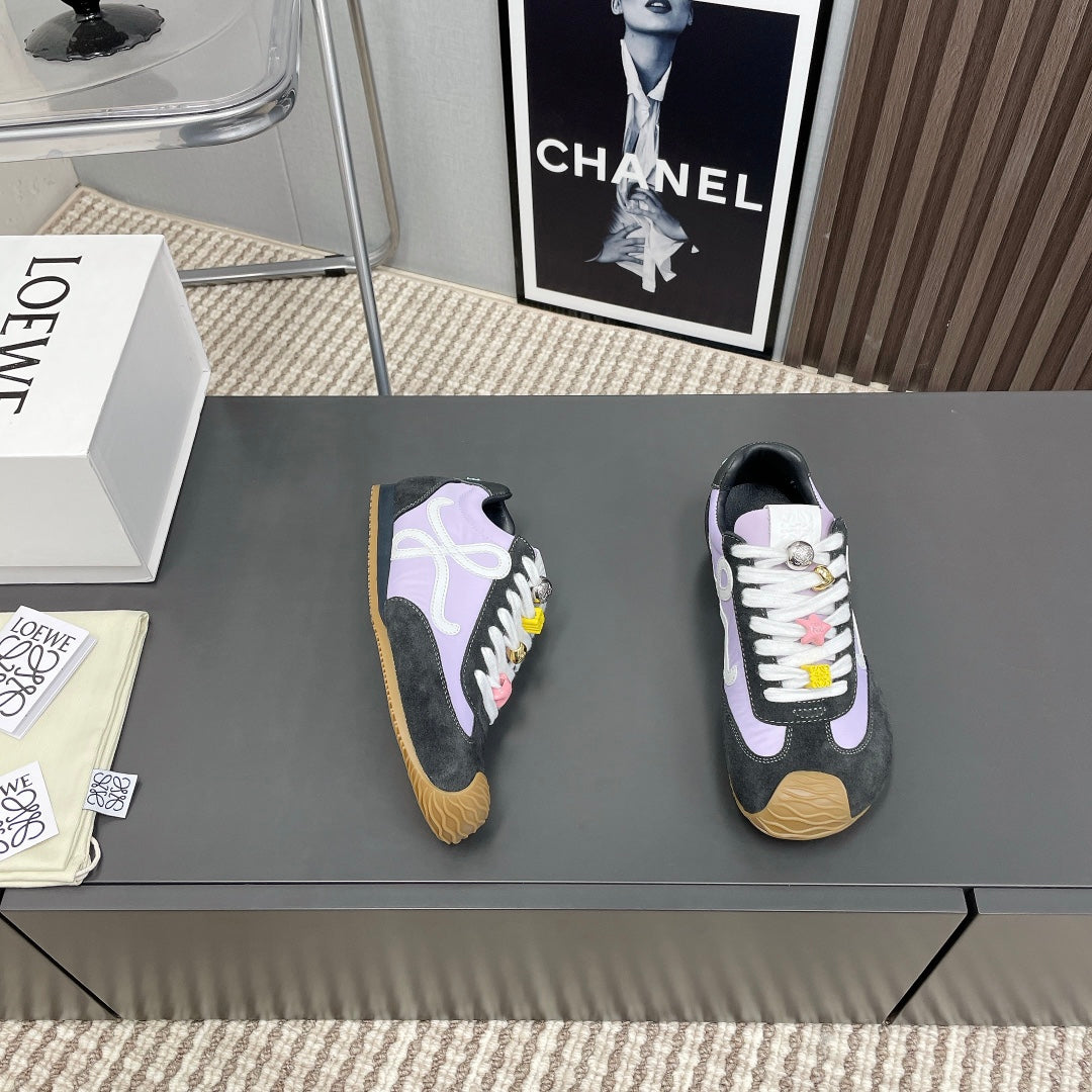 BALLET RUNNER 2.0 IN PURPLE PASTEL MIX BLACK SUEDE AND LYCRA FABRIC、mysite、Cacoeks