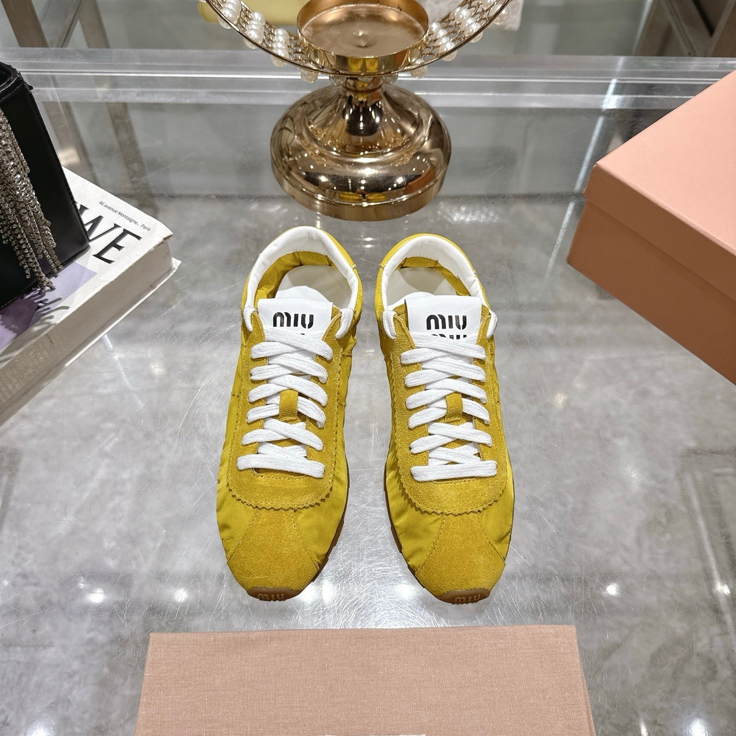 PLUME NAPPA SNEAKERS IN YELLOW SUEDE AND CANVAS、mysite、Cacoeks