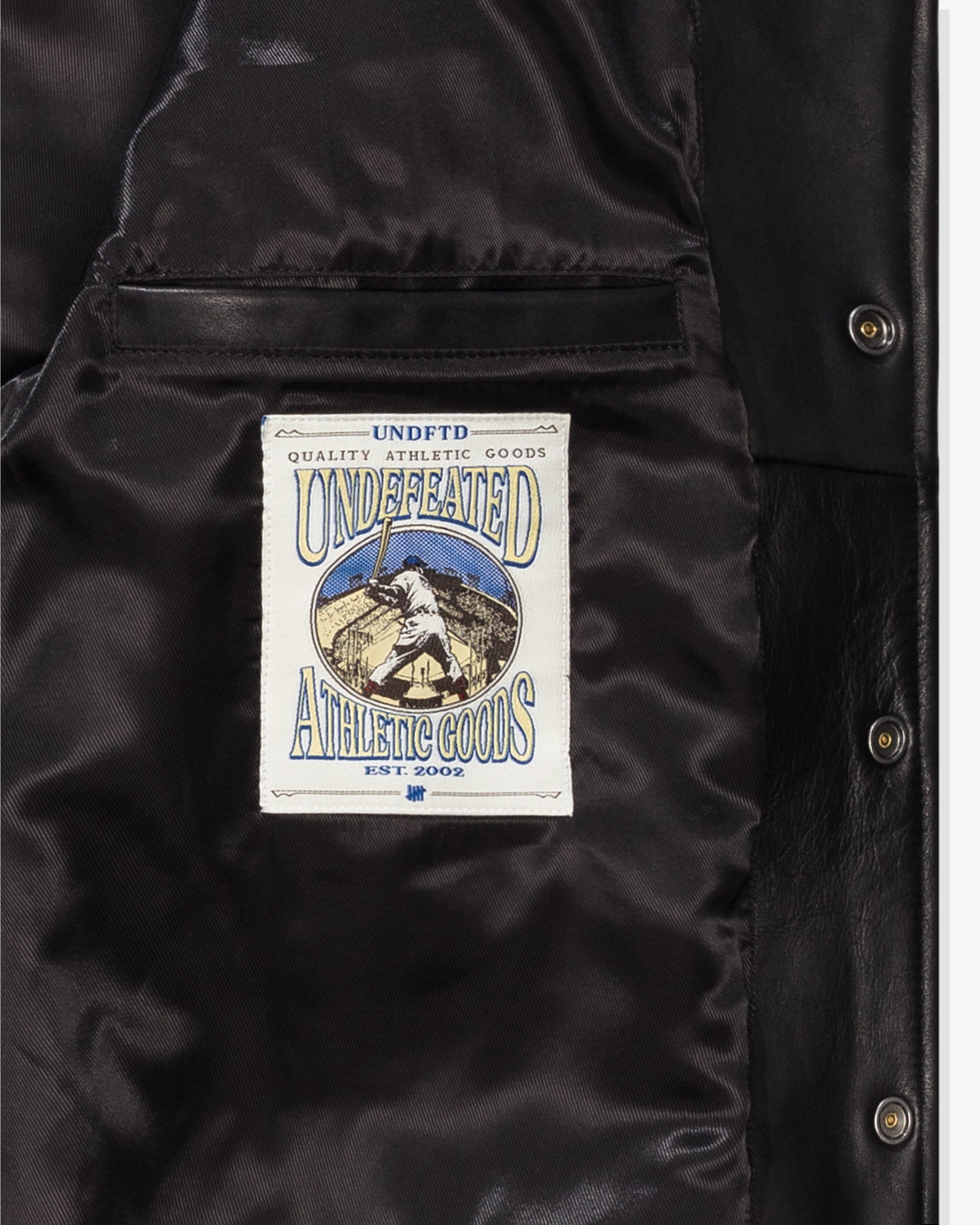 UNDEFEATED LEATHER VARSITY JACKET - BLACK