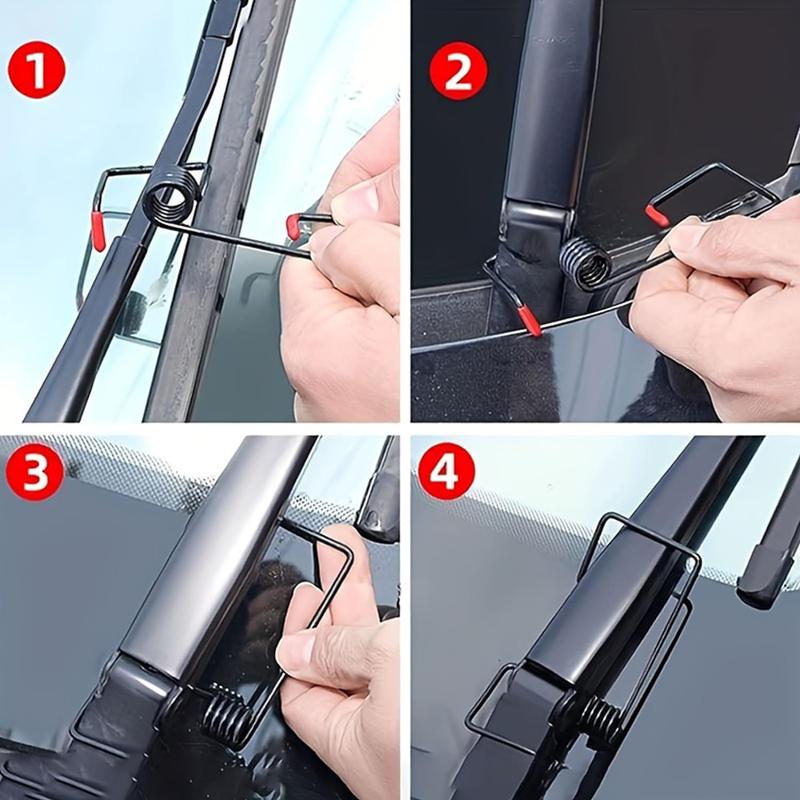 Product Introduction of Windshield Wiper Arm Pressure Spring Booster - 2 Pack Practical Assistive Spring Wiper Arms, Enhance Wiper Performance, Easy Install, Improved Visibility in Rain/Snow (2 Packs) 3