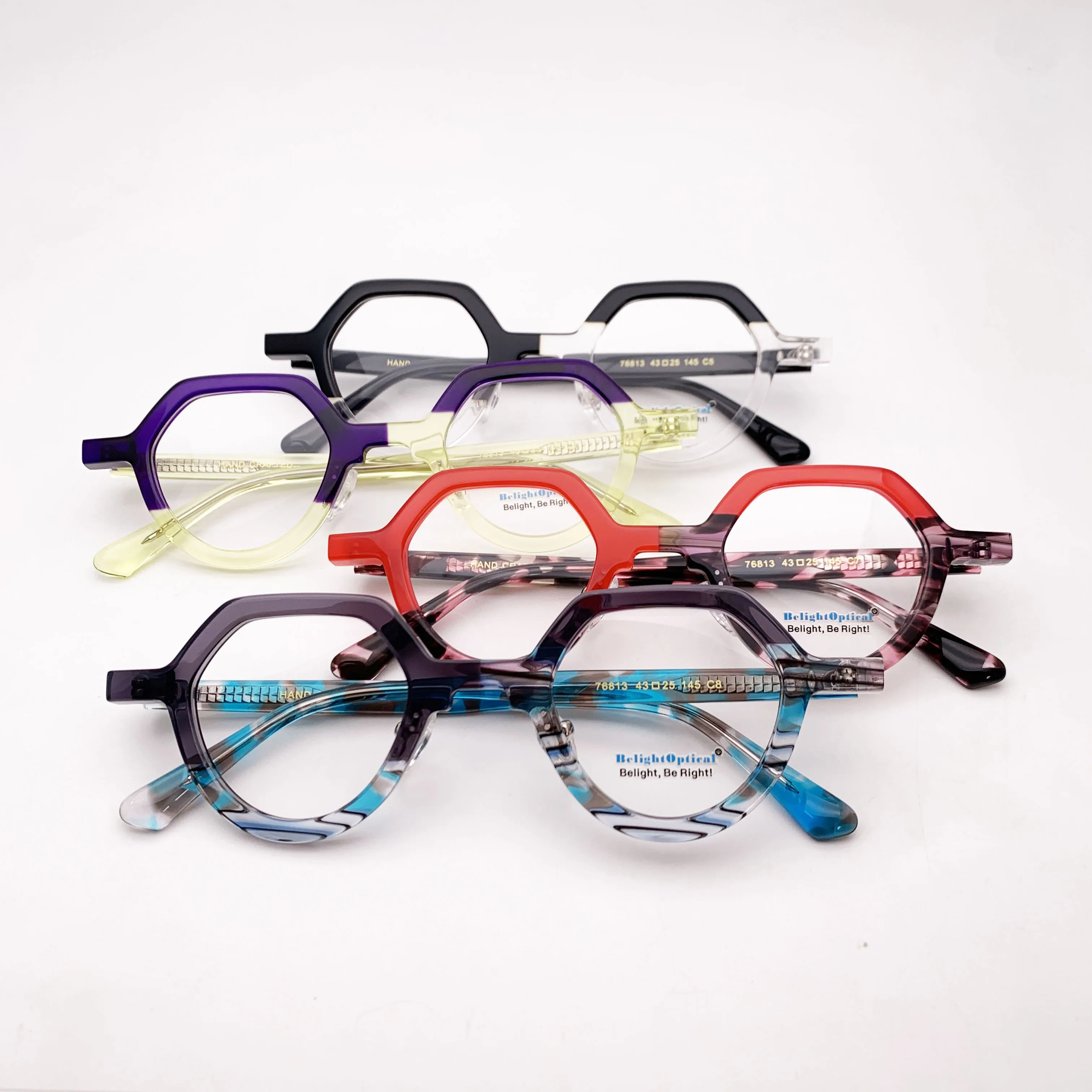 Fancy Colorful Vintage Combine Color Pear Peach Shape Optical Glasses Spectacle Frame Prescritpion Lens Women Style 76813