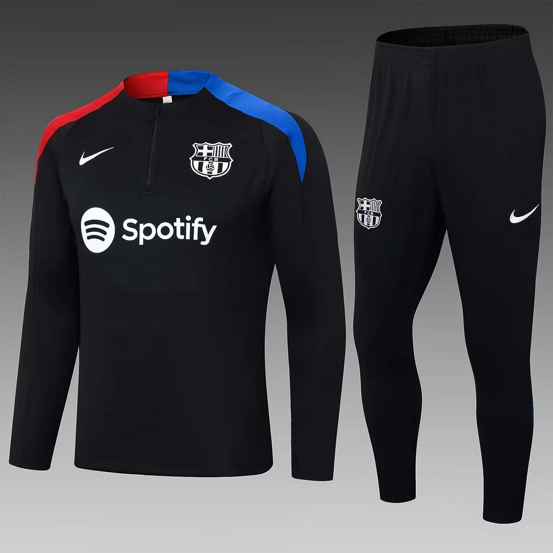 24/25 Barcelona Half-Pull Training Suit Black Jersey Set-mysite Custom Football Kit- Nextkits