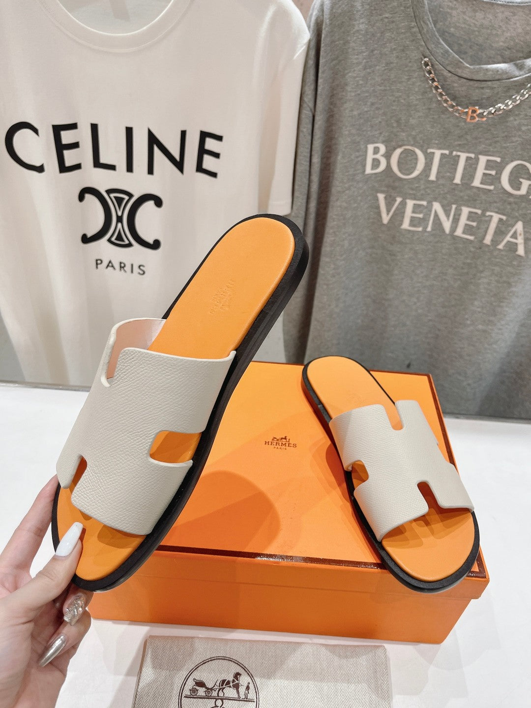 IZMIR SANDAL CREAM WHITE MIX LIGHT ORANGE LAMBSKIN、mysite、Cacoeks