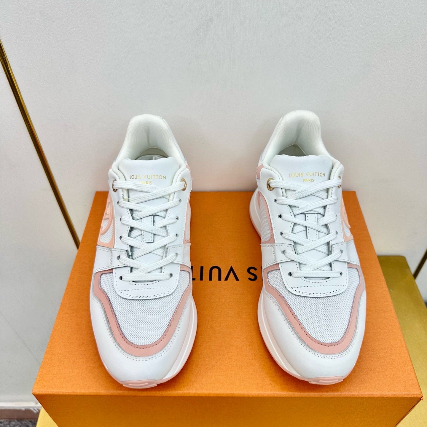NEO RUN AWAY SNEAKER IN WHITE MIX PEACH PINK CALFSKIN、mysite、Cacoeks