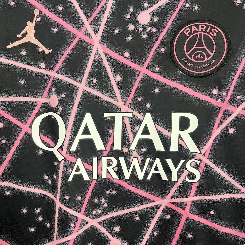UltraTrikot-Paris Saint-Germain PSG 25-26 Pink Lines Black Pre-Match Training Jersey - Fans Version