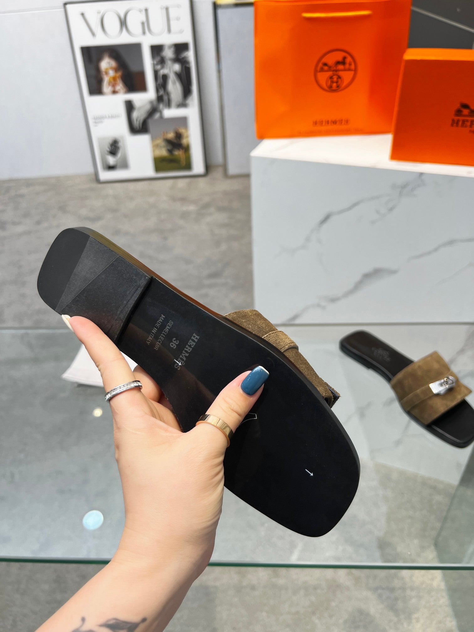 Giulia Sandal Brown Suede Black Calfskin、mysite、Cacoeks