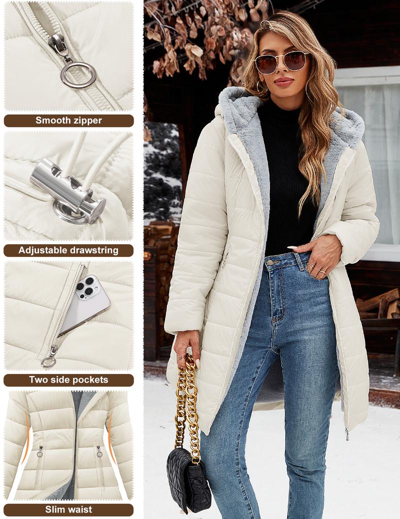 Women's Winter Windproof Warm Slim Fit Down Jacket - Waterproof Long Ski Coat for Commuting