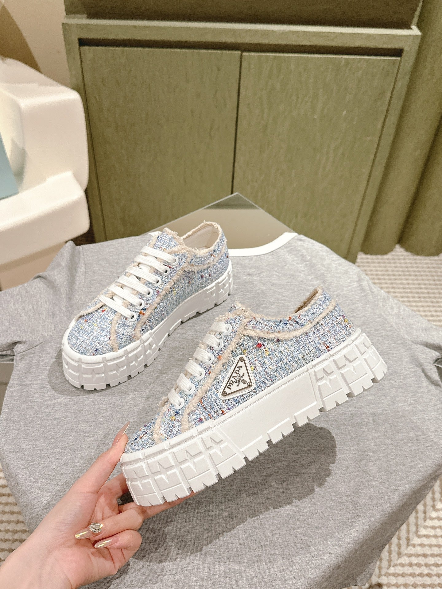 PRA DOUBLE WHEEL RE-NYLON GABARDINE SNEAKERS SKY FABRIC、mysite、Cacoeks