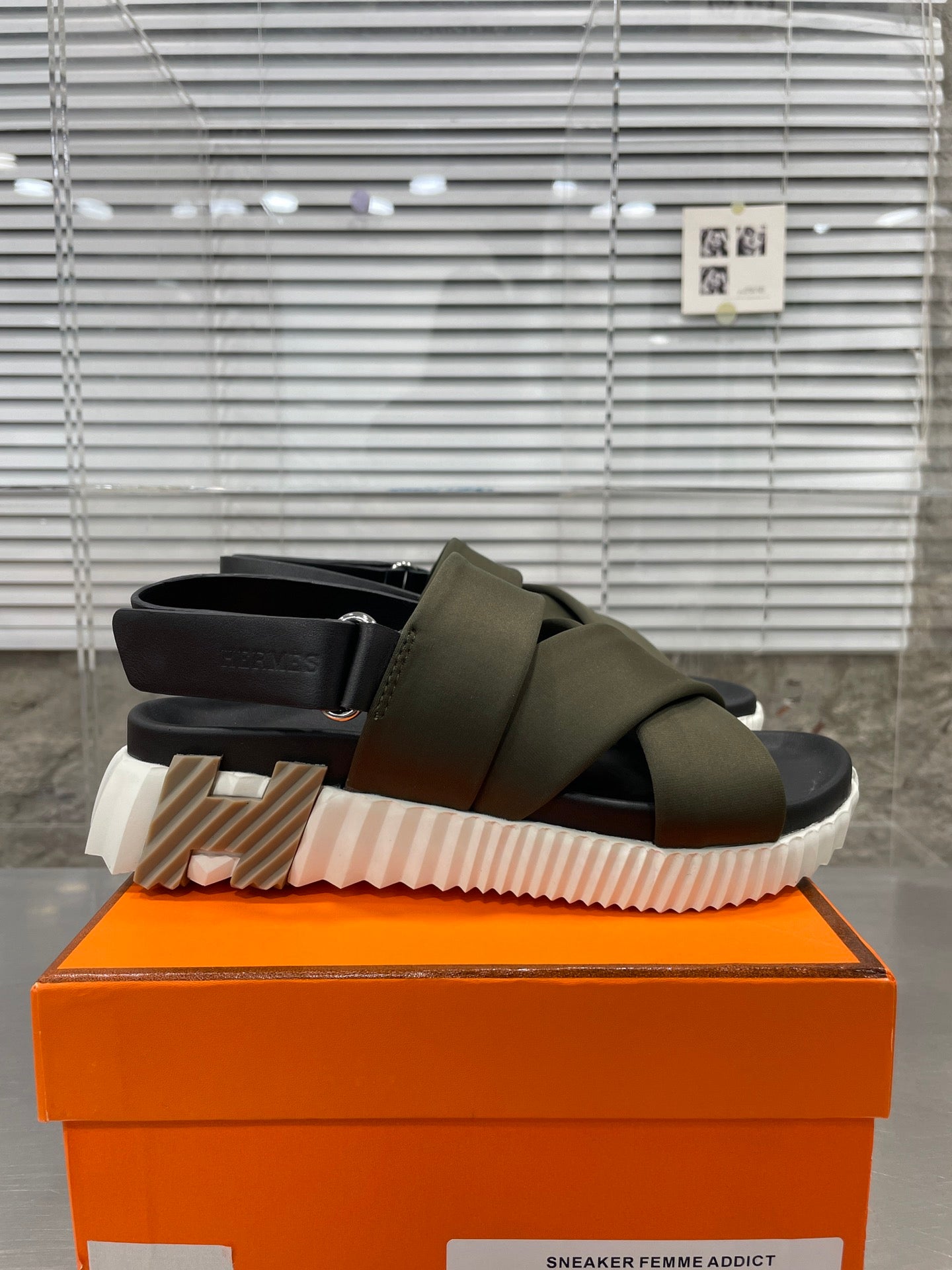 ELECTRIC SANDAL BLACK MIX DARK ARMY CALFSKIN、mysite、Cacoeks