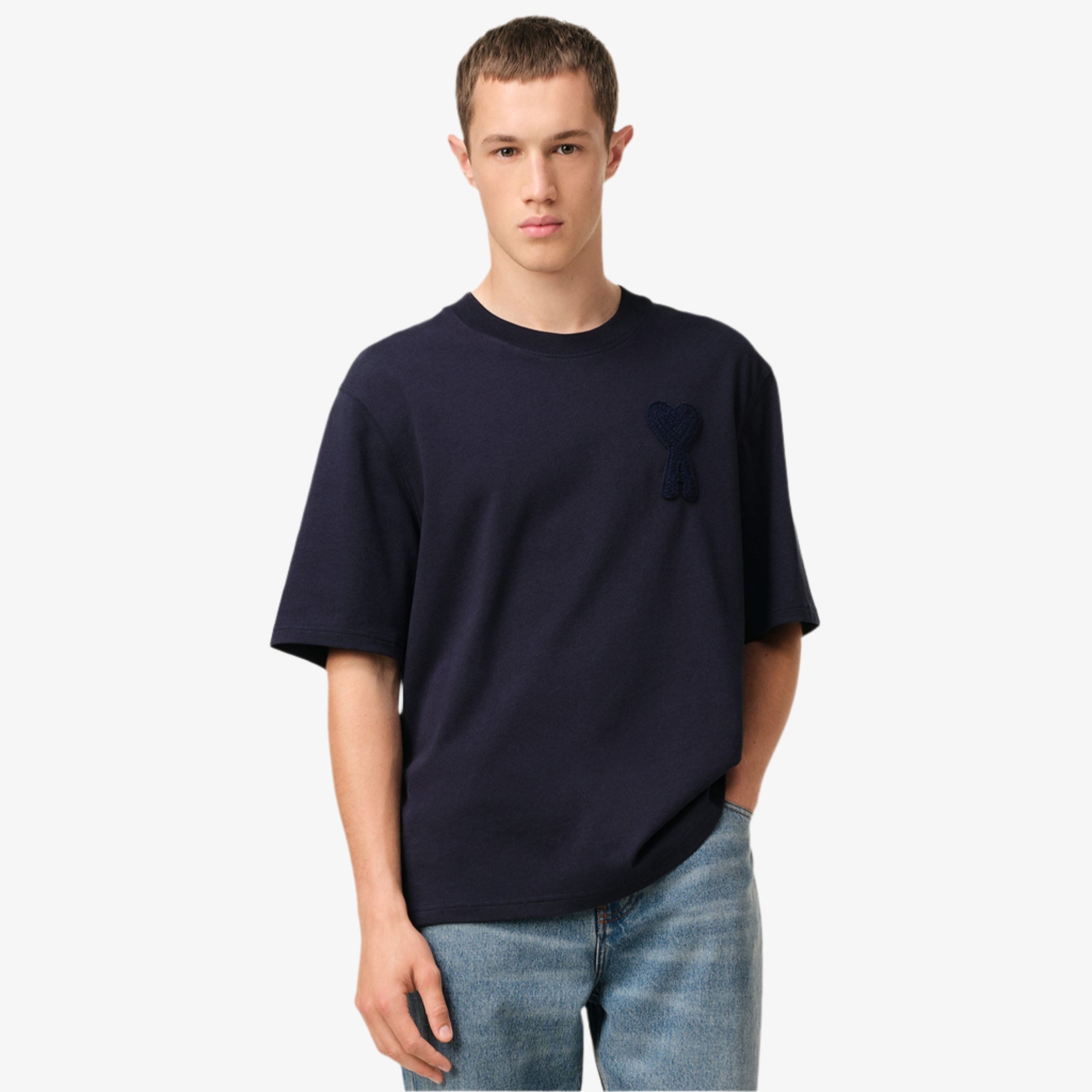 Ami Paris Ami De Coeur Patch T-Shirt Navy Blue、mysite、Cacoeks