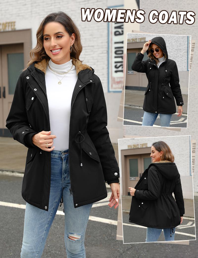 Women's Fleece Thicken Waterproof Rain Jacket Outdoor Lightweight Hooded Raincoat for Hiking Travel with Pockets For Winter FallFreshness #outdoorfun