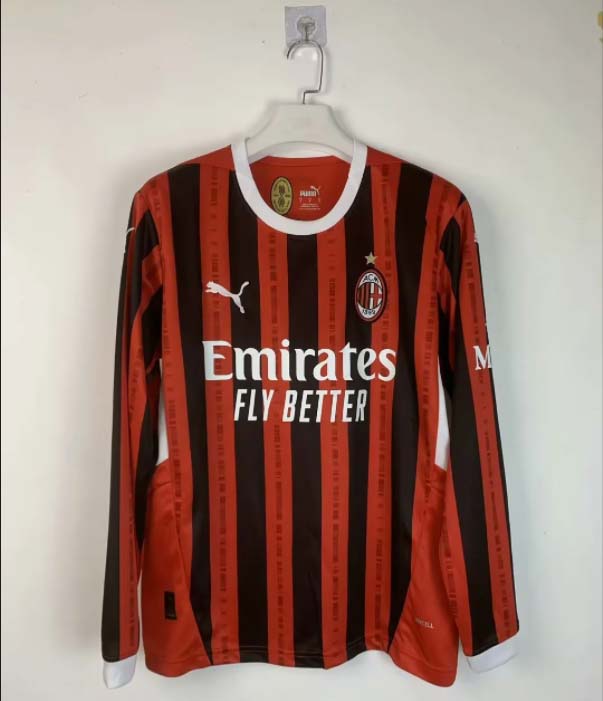 2024/2025 Long Sleeve AC Milan Home Soccer Jersey 1:1 Thai Quality:football jersey mysite: unitedjerseyfootball 邓江浪:football